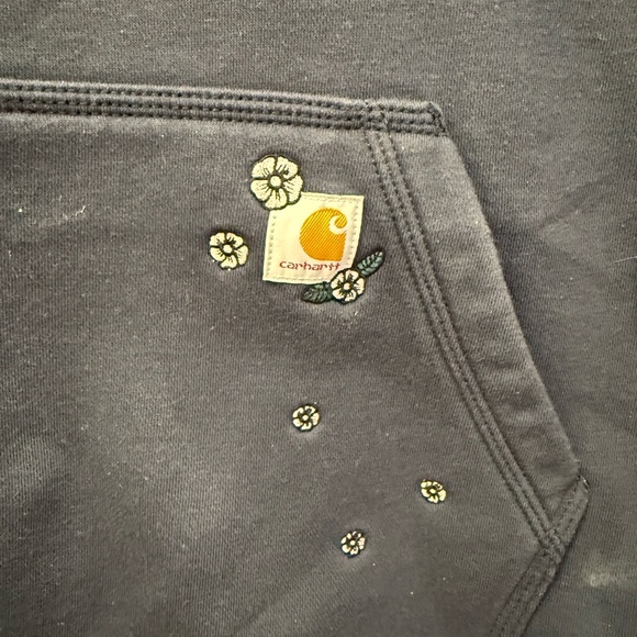 Carhartt Dark Blue Hoodie with Logo - Picture 2 of 6